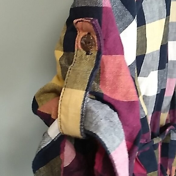 Poetry colourful checkered pattern Full button up rouched upper short - Picture 5 of 10